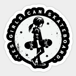 Yes Girls Can Skateboard Sticker